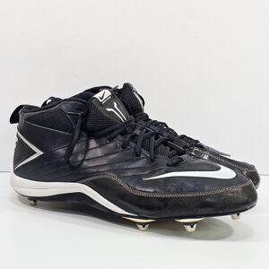 Nike 442253-010 Black White Metal Baseball Cleats Size 16